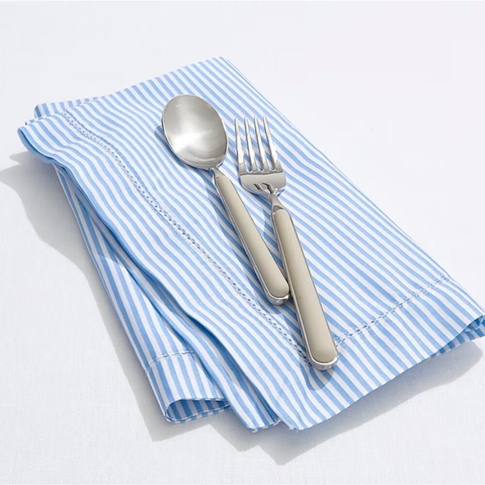 J. Crew Home Blue White Seersucker Striped Placemats Set of 4 Cotton NWT BM990